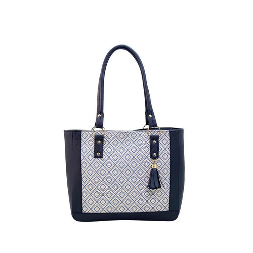 Bolsa de Dama Grande Rombos Marino Modelo A-411 Bolso de Mujer