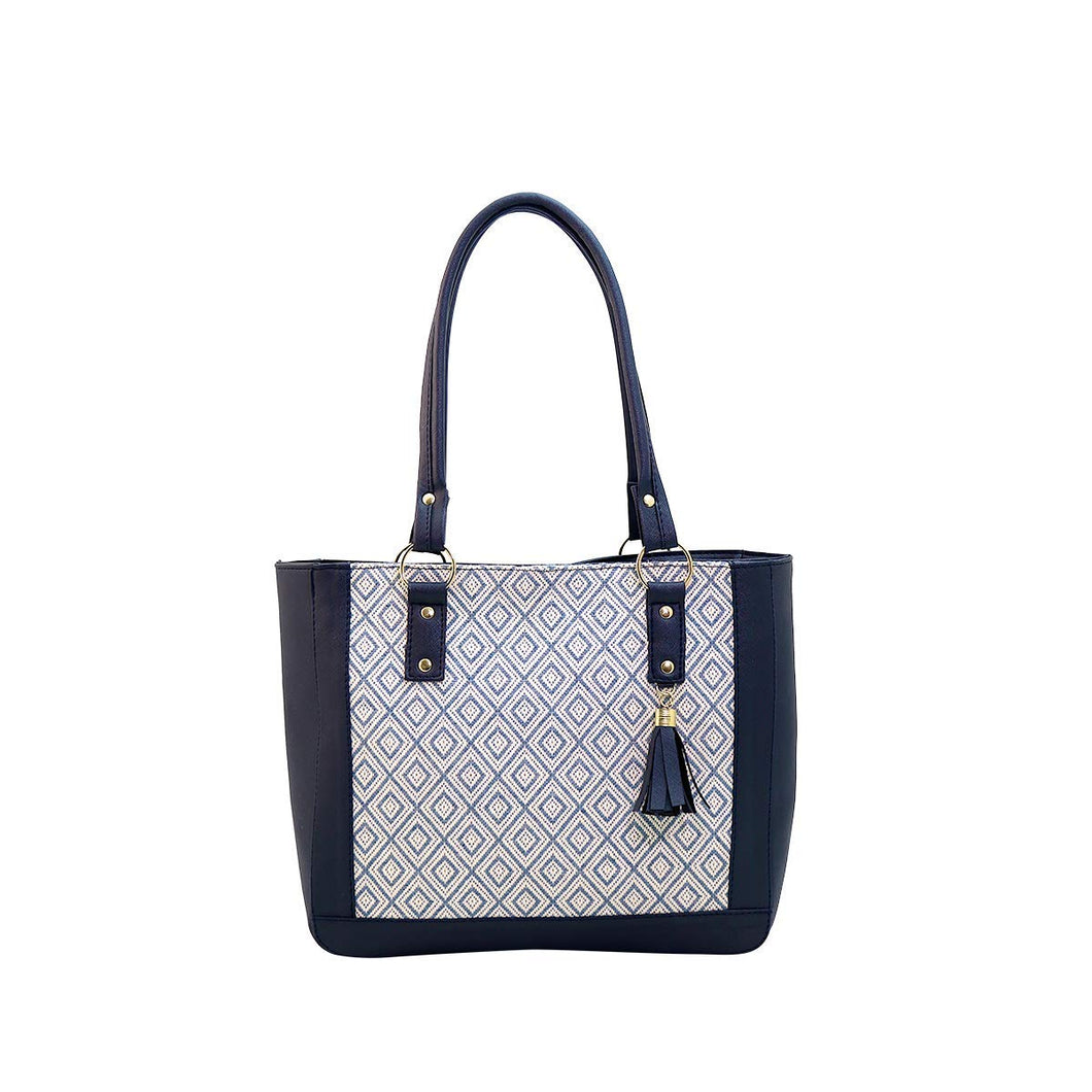 Bolsa de Dama Grande Rombos Marino Modelo A-411 Bolso de Mujer