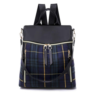 Moda Tartán Mujer Mochila de Nylon Mochila de Bolsa de Mano Mochilas Casual Bolsa de Viaje