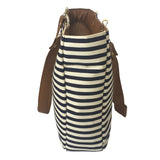 Bolsa Para Mujer. De playa y de tela.Blanco y rayas azules. Ultra ligera, comoda y practica. Disponible en color Blanco,Negro,Camel,Rosa y Amarillo.