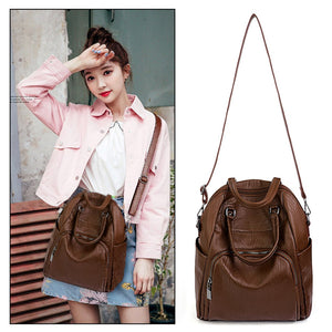 UTO Bolsa Mochila de Dama Mujer Moda Cuero Sintético Crossbody Bolsa de Hombro con Asas