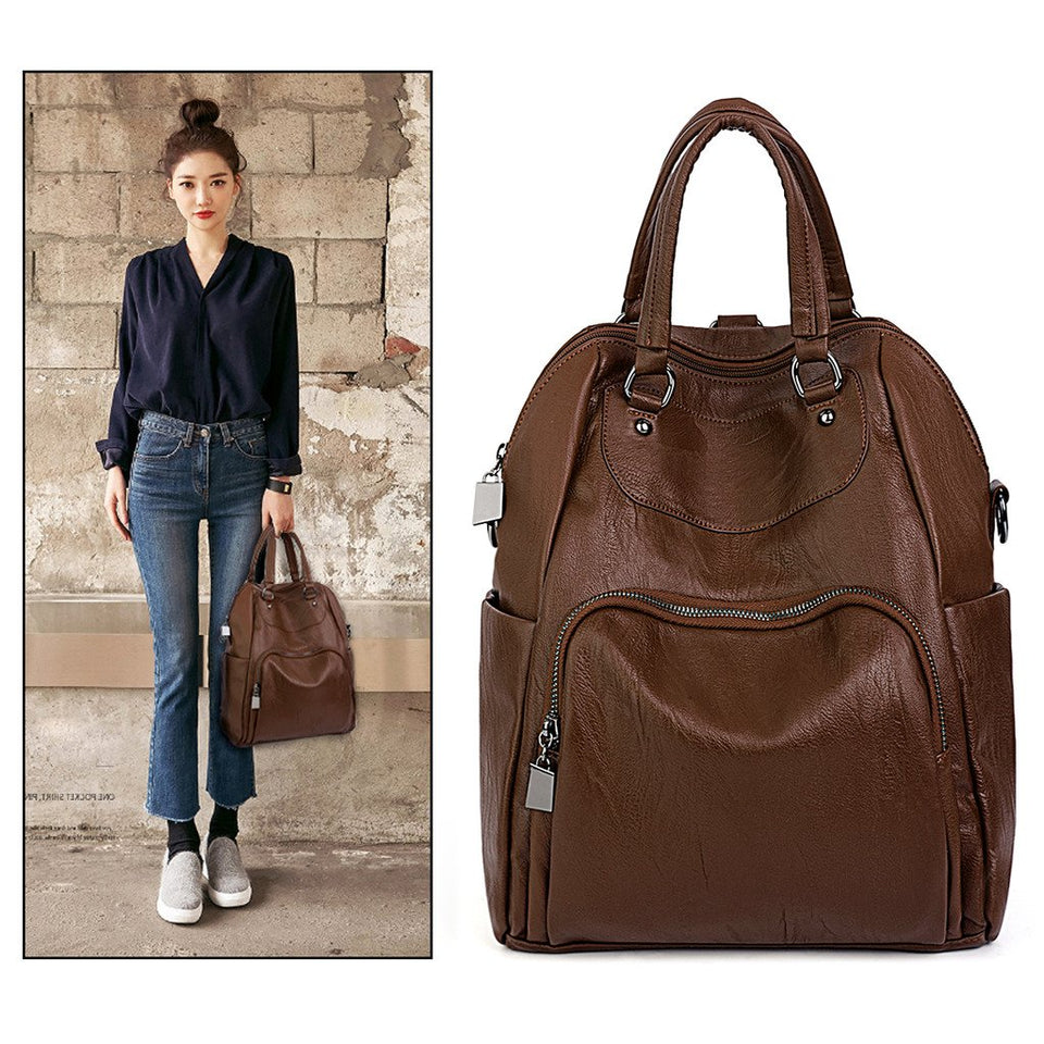 UTO Bolsa Mochila de Dama Mujer Moda Cuero Sintético Crossbody Bolsa de Hombro con Asas