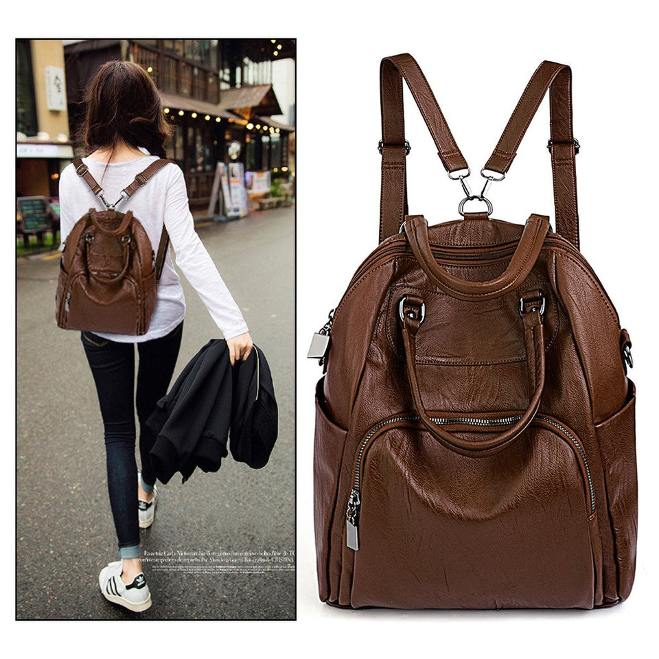 UTO Bolsa Mochila de Dama Mujer Moda Cuero Sintético Crossbody Bolsa de Hombro con Asas