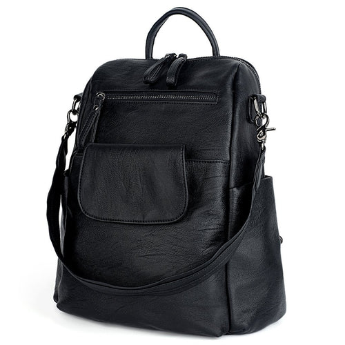 UTO Bolsos de Mujer Bolsos Mochila 3 Maneras PU Cuero Lavado Señoras Mochila Bolso de Hombro