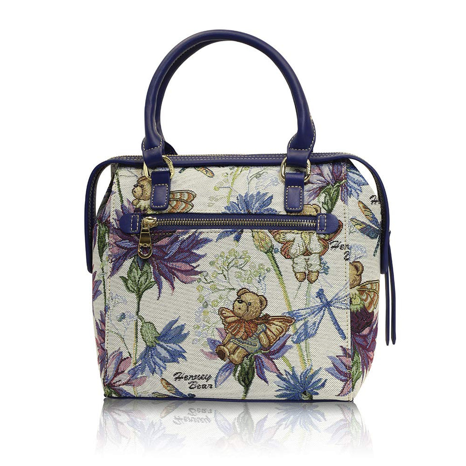 Bolsa de mujer mediana de mano con asas y correa crossbody Henney Bear. Tiernos estampados de ositos o ambientes naturales