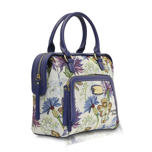 Bolsa de mujer mediana de mano con asas y correa crossbody Henney Bear. Tiernos estampados de ositos o ambientes naturales