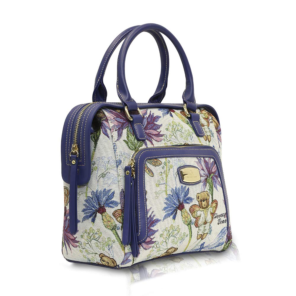 Bolsa de mujer mediana de mano con asas y correa crossbody Henney Bear. Tiernos estampados de ositos o ambientes naturales