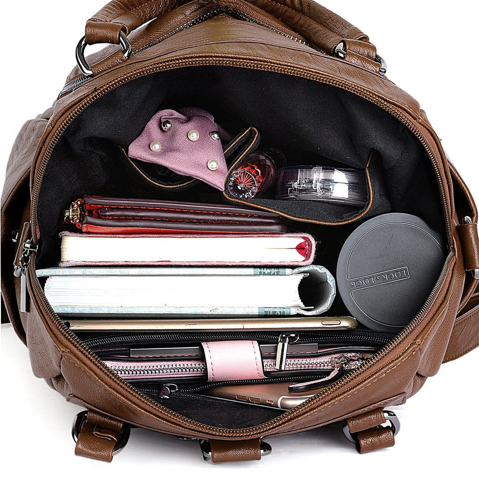 UTO Bolsa Mochila de Dama Mujer Moda Cuero Sintético Crossbody Bolsa de Hombro con Asas